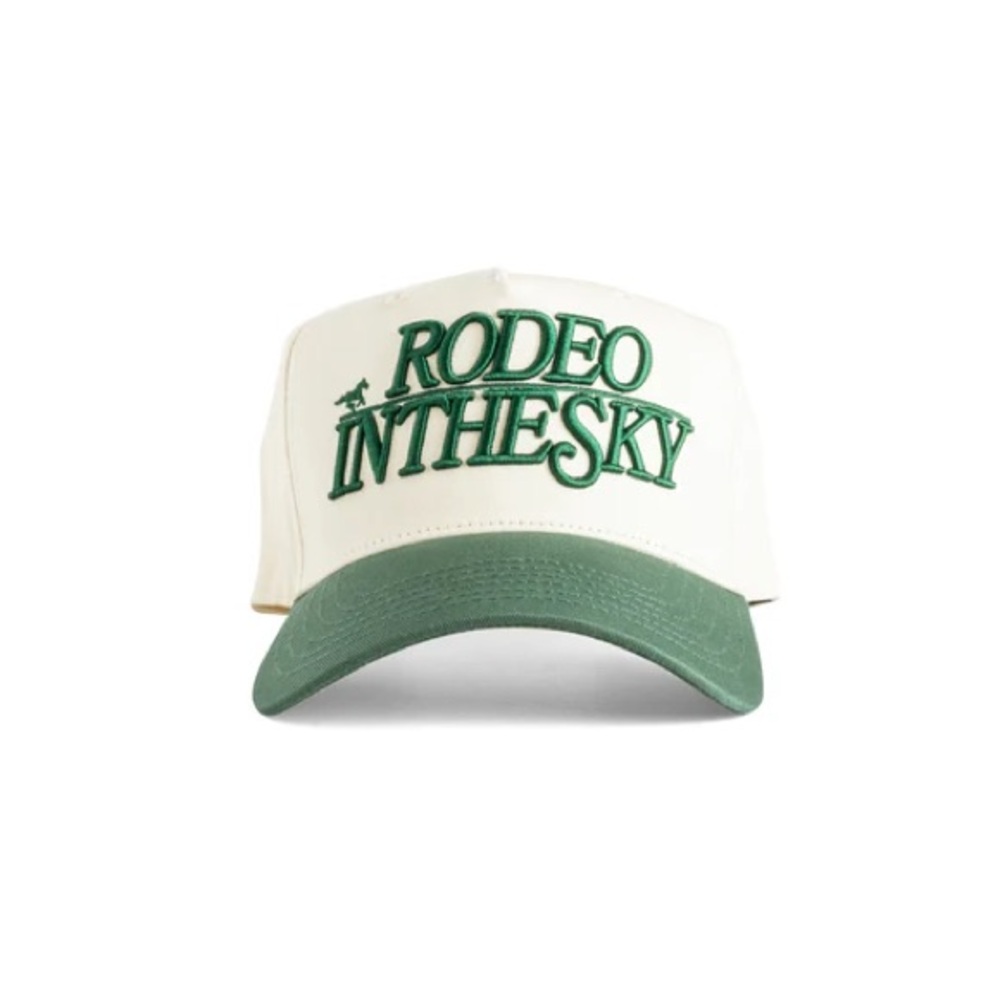 Embroidered Cap - Cream and Green